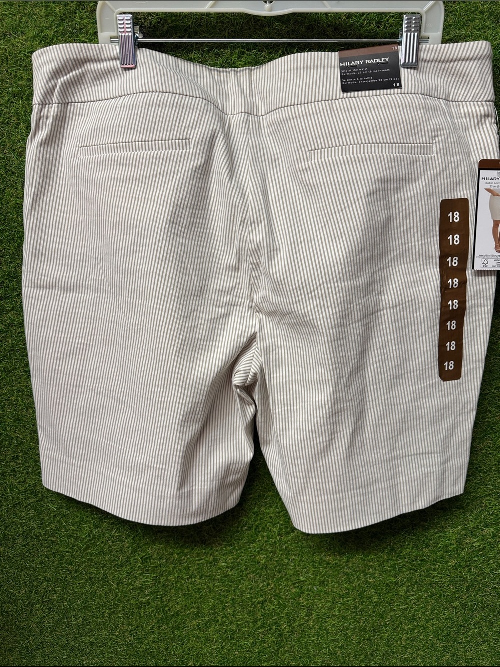 Hilary Radley Cream and White Pinstripe Bermuda Shorts - Picture 2 of 2